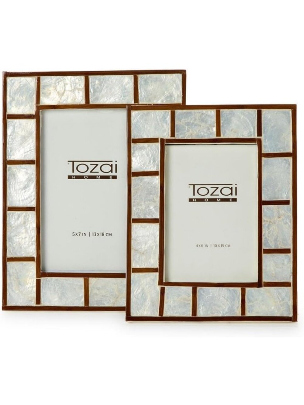Elegant Hand-Inlaid Photo Frames Set of 2 - 4"x6" & 5"x7", Ivory Pearl Decor